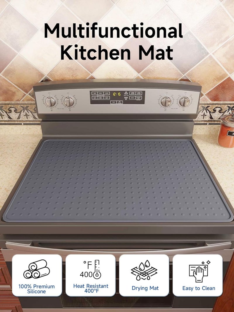 Bampanda Silicone Stove Top Cover for Electric Stove, Glass Stove Top Protector, Stovetop Cover Mat for Cooktop, Flat Range Cover, Oven Top Protector, Coffee Bar Mat, 28 x 20 in, Gray - Image 4